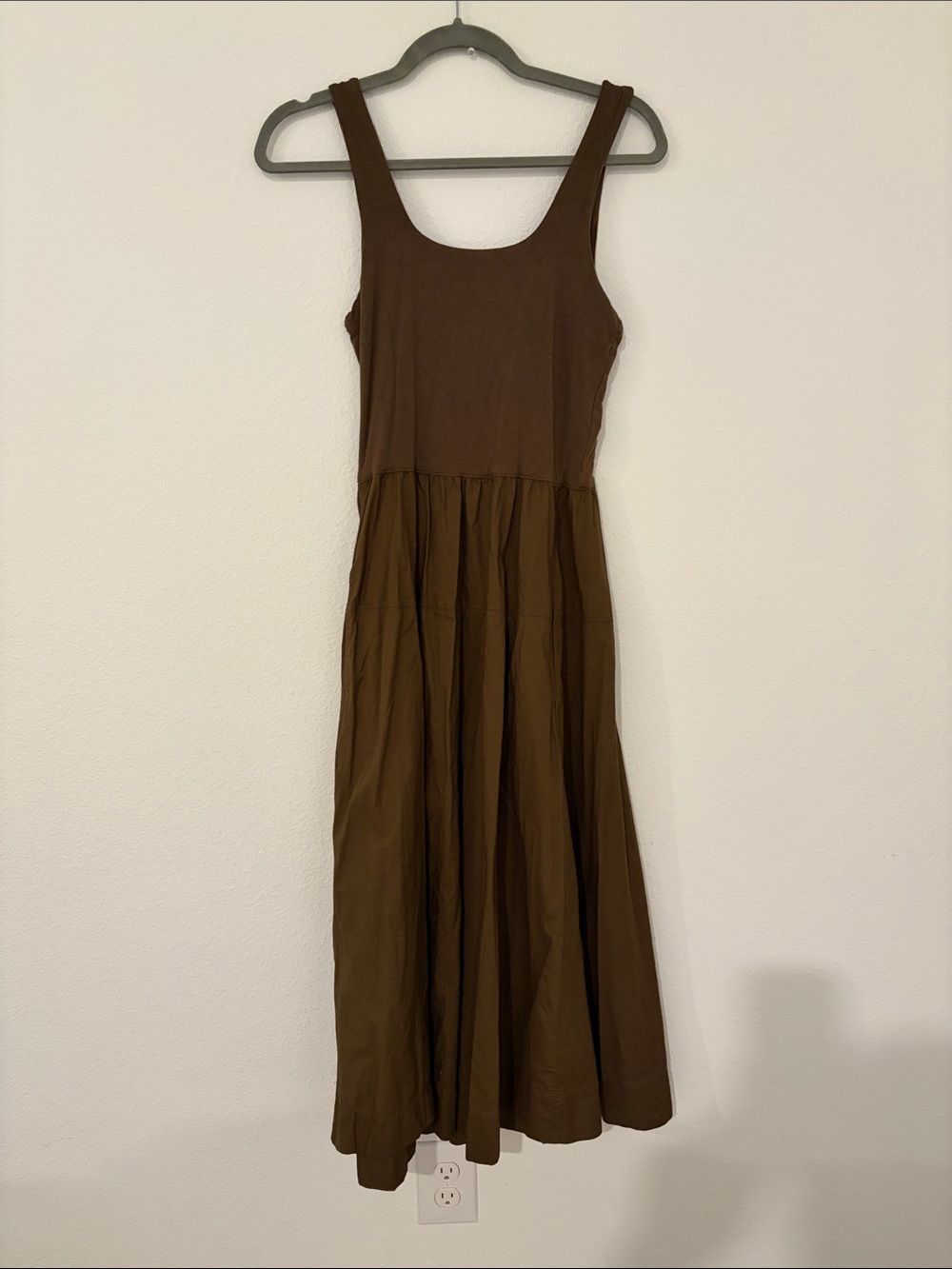Everlane Form Riviera Sleeveless Midi Tank Dress Olive Green Small Minimalist